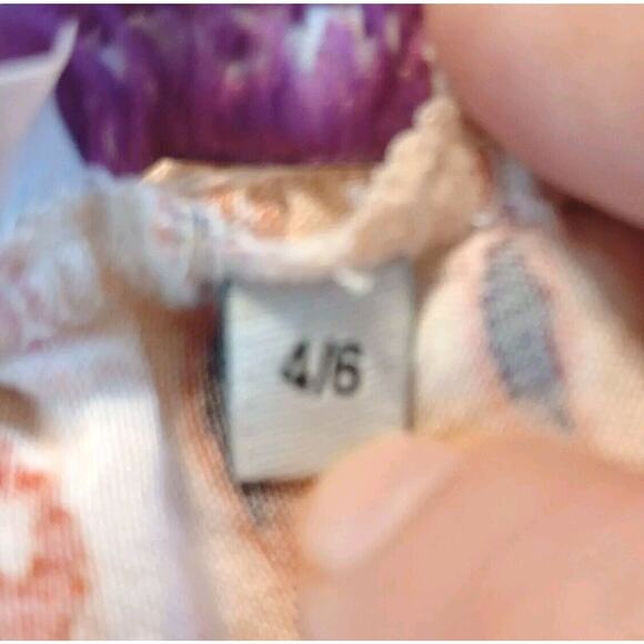 Off Shoulder Dress Sz 4/6Cream Red/Orange Blue Flowy Mini Coquette Lascana - Picture 10 of 12